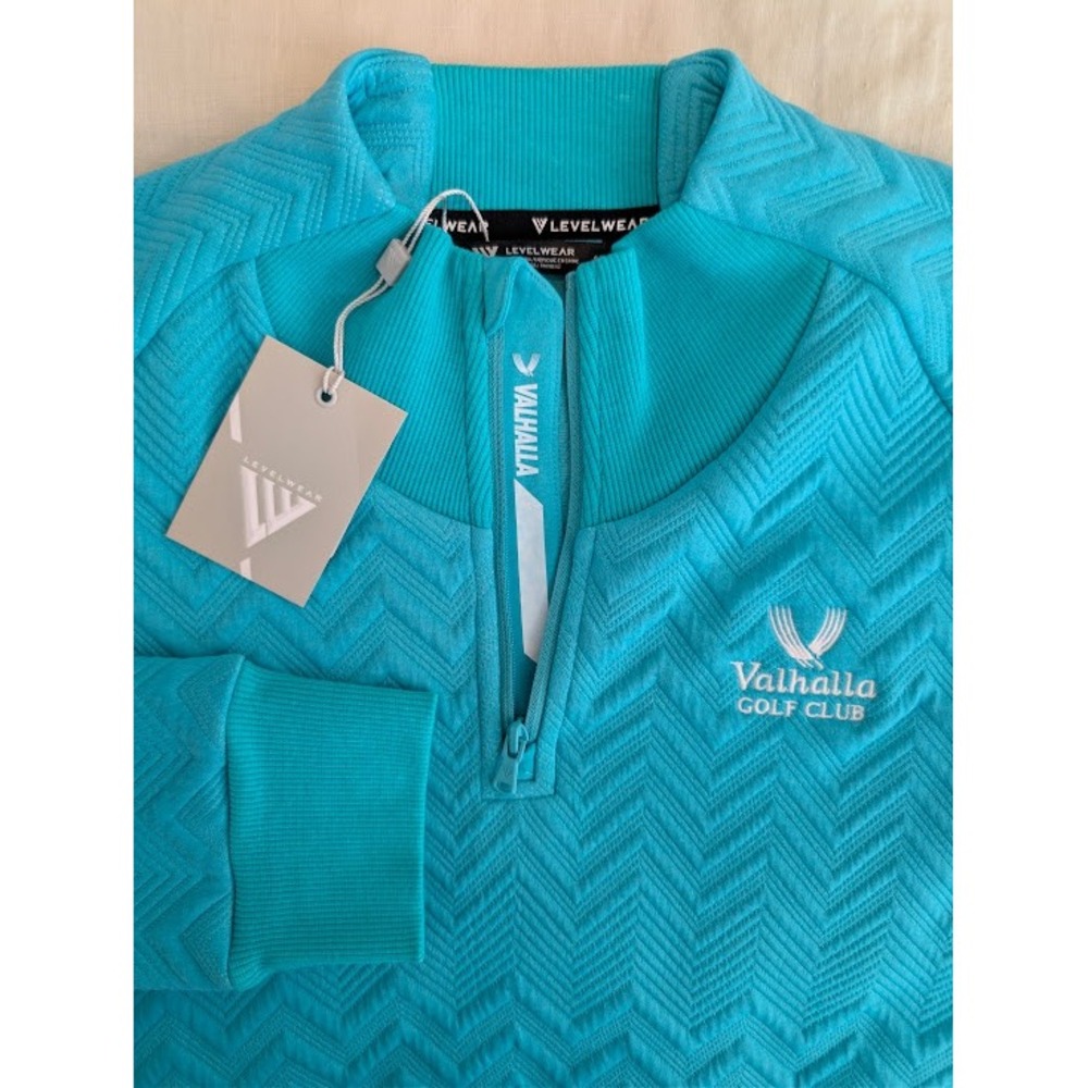 Valhalla Golf Club Pullover Womens SMALL Turquoise Blue 1/4 Zip Quilted NEW
